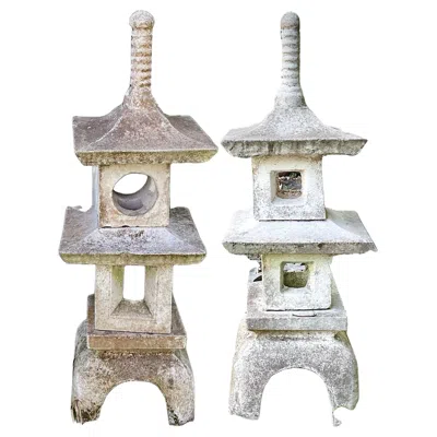 Pre-owned 1stdibs Cast Stone Garden Pagodas A Pair In Gray