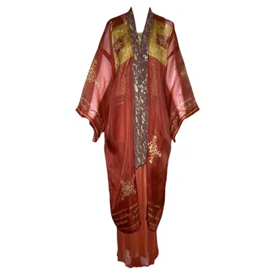 Pre-owned 1stdibs Catherine Bacon Bohemian Silk & Metal 3-piece Ensemble In Brown