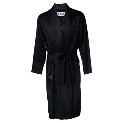Pre-owned 1stdibs Cdlp, Black Silk Long Wrap Robe