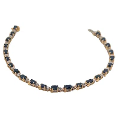Pre-owned 1stdibs Celestine 10k Yellow Gold Sapphire Bracelet, 3.80 Ct Natural Sapphires