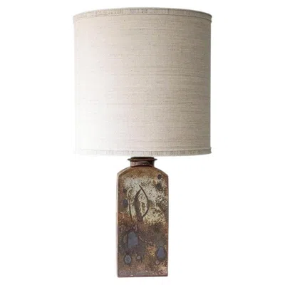 Pre-owned 1stdibs Ceramic Cube Table Floor Lamp Combined With Natural Shade By R. Houben In Transparent
