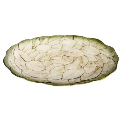 Pre-owned 1stdibs Ceramic Dish With Floral Motif, France, 1970s In Sand