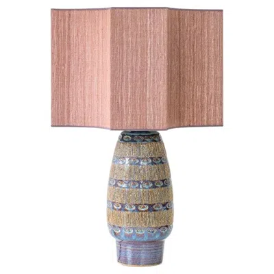 Pre-owned 1stdibs Ceramic Textured Lamp By Soholm, Custom Dusty Pink Lampshade By R. Houben