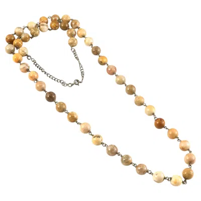 Pre-owned 1stdibs Certified Natural Fossil Coral Beads Hand Linked In Silver 28.5" Inches Necklace In Red