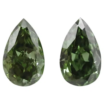 Pre-owned 1stdibs Chameleon Diamond - 0.47ct Natural Loose Fancy Green Pear Gia Vs1 Match Pair