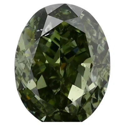 Pre-owned 1stdibs Chameleon Diamond - 1.00ct Natural Loose Fancy Dark Yellow Green Oval Gia Si2