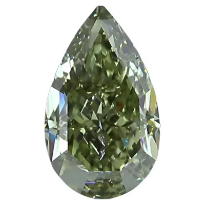 Pre-owned 1stdibs Chameleon Diamond - 1.01ct Natural Loose Fancy Dark Green Yellow Pear Gia Si2