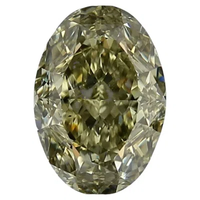 Pre-owned 1stdibs Chameleon Diamond - 2.01ct Natural Loose Fancy Dark Yellow Green Oval Gia Si2