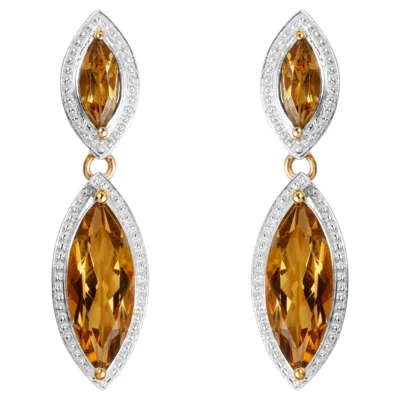 Pre-owned 1stdibs Champagne Quartz Dangle Earrings 8.48 Carats Gold Plated Silver In Multi