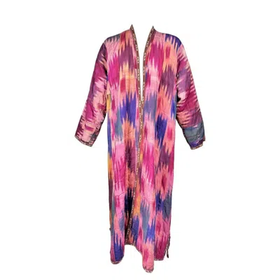 Pre-owned 1stdibs Chapan Coat In Silk Ikat - Uzbekistan Circa 1900-1950 In Pink