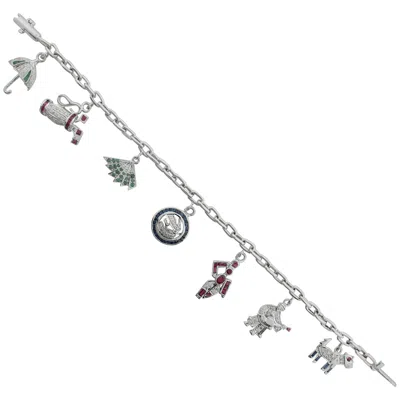 Pre-owned 1stdibs Charming Ruby-emerald-sapphire And Diamond Charm Bracelet In 18 Karat Gold In Multi