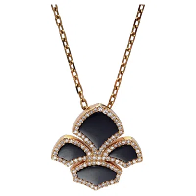 Pre-owned 1stdibs Chatila Onyx & Diamond Pendant Necklace, 18kt Gold In Black