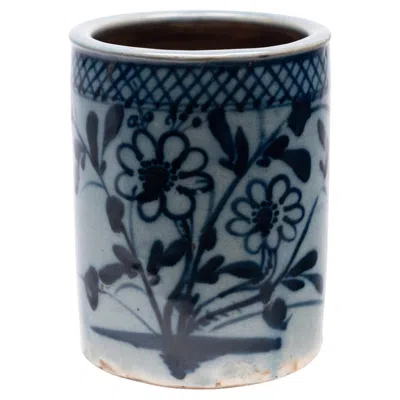 Pre-owned 1stdibs Chinese Blue & White Chrysanthemum Brush Pot, Early 19th Century