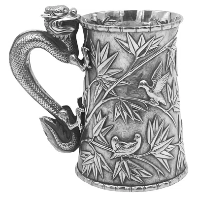 Pre-owned 1stdibs Chinese Export Silver Mug With Dragon Handle