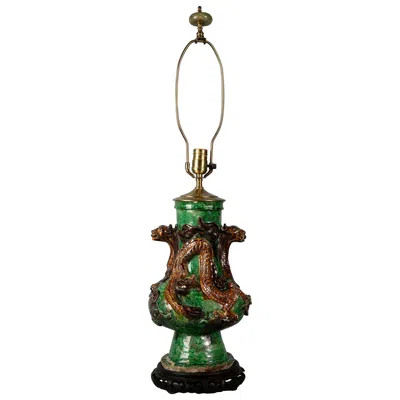 Pre-owned 1stdibs Chinese Glazed Pottery Vase Mounted As Lamp, Circa 1880 In Black