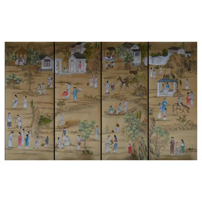 Pre-owned 1stdibs Chinoiserie Wallpaper Hand Painted Wallpaper On Silk, Accept Custom Size In Gray