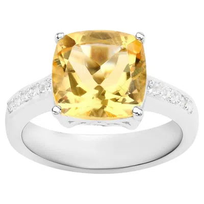 Pre-owned 1stdibs Citrine 3.88 Carat Solitaire Ring White Topaz Setting
