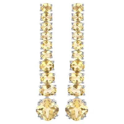 Pre-owned 1stdibs Citrine Dangle Earrings 7.2 Carats 18k White Gold Plated Silver
