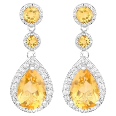 Pre-owned 1stdibs Citrine Dangle Earrings With White Topazes 7.06 Carats Total