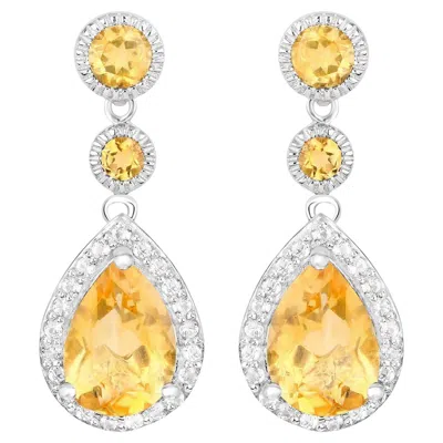 Pre-owned 1stdibs Citrine Dangle Earrings With White Topazes 7.06 Carats Total