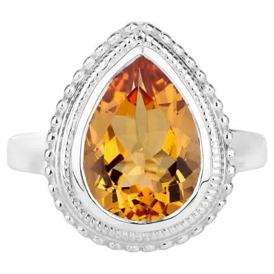 Pre-owned 1stdibs Citrine Ring Pear Cut 4.38 Carats Sterling Silver In Multi