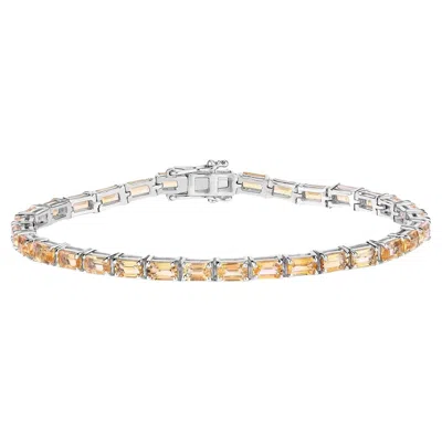Pre-owned 1stdibs Citrine Tennis Bracelet 12.7 Carats Rhodium Plated Sterling Silver In Multi