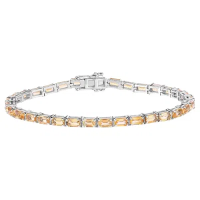 Pre-owned 1stdibs Citrine Tennis Bracelet 12.7 Carats Rhodium Plated Sterling Silver In Multi