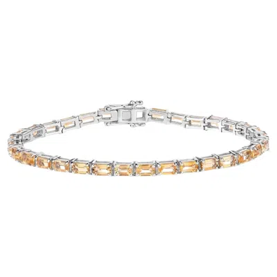 Pre-owned 1stdibs Citrine Tennis Bracelet 12.7 Carats Rhodium Plated Sterling Silver In Multi