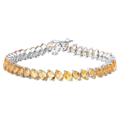 Pre-owned 1stdibs Citrine Tennis Bracelet 18 Carats 18k White Gold Plated Silver