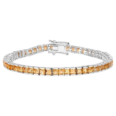 Pre-owned 1stdibs Citrine Tennis Bracelet 8.25 Carats Rhodium Plated Sterling Silver In Multi