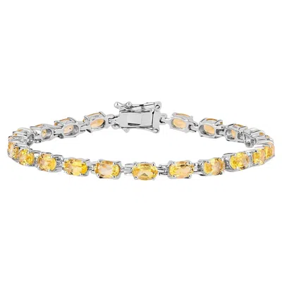 Pre-owned 1stdibs Citrine Tennis Bracelet 9 Carats Oval Cut Rhodium Plated Silver In Multi