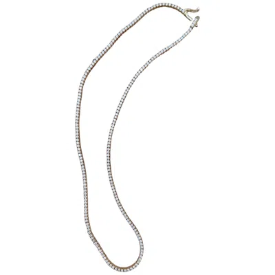 Pre-owned 1stdibs Clastic 4.5ctw Diamond Tennis Necklace 14k Yellow Gold