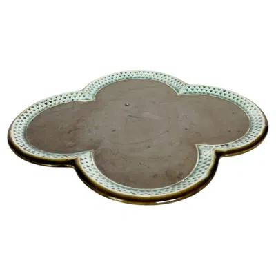 Pre-owned 1stdibs Clover-shaped Ceramic Dish, France, 20th Century In Gray