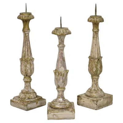 Pre-owned 1stdibs Collection Of 3 Late 18th Century Italian Neoclassical Candleholders In Brown