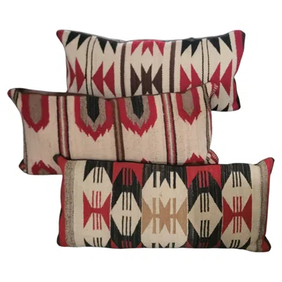 Pre-owned 1stdibs Collection Of Three Navajo Indian Weaving Bolster Pillows In Brown