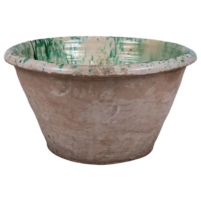 Pre-owned 1stdibs Colorful Glazed Terracotta Passata Bowl In Gray