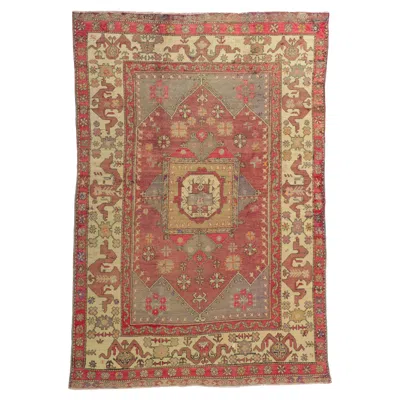 Pre-owned 1stdibs Colorful Vintage Turkish Oushak Rug In Brown