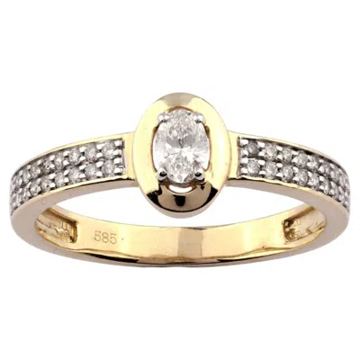 Pre-owned 1stdibs Contemporary 14k Yellow Gold Oval-cut Diamond Illusion Ring