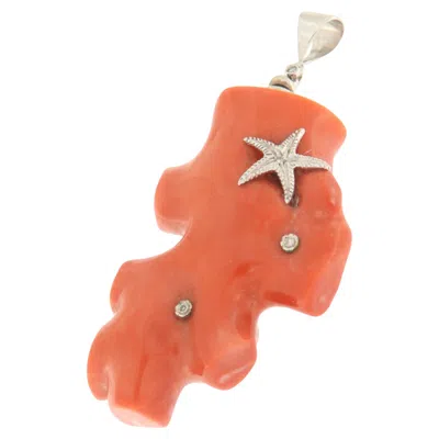 Pre-owned 1stdibs Contemporary 18k White Gold Coral Branch Pendant Necklace With Natural Diamond