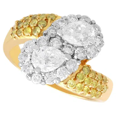 Pre-owned 1stdibs Contemporary 2.10 Carat White And Yellow Diamond 18k Yellow Gold Twist Ring