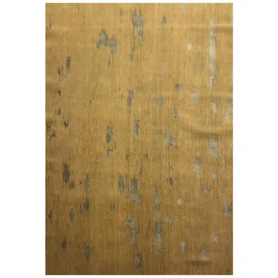 Pre-owned 1stdibs Contemporary Area Rug In Gold, Handmade Of Silk And Wool, "metal Leaf" In Brown