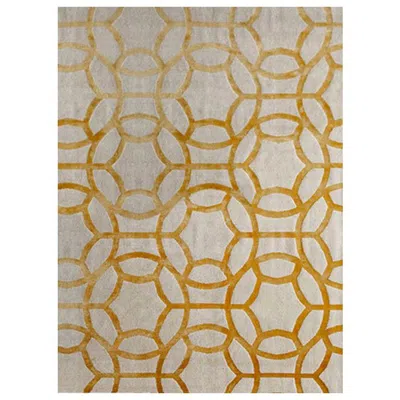 Pre-owned 1stdibs Contemporary Area Rug In Taupe Yellow, Handmade Of Silk And Wool, "sultana" In Brown