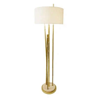 Pre-owned 1stdibs Contemporary Brass Faux Bamboo Floor Lamp - 2 Available In White