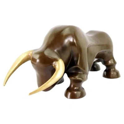 Pre-owned 1stdibs Contemporary Brown Bronze Bull Sculpture In Modern Animalier Style
