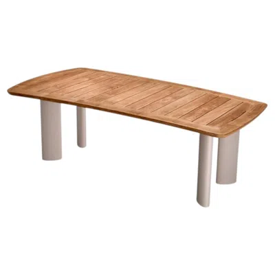Pre-owned 1stdibs Contemporary Outdoor Dining Table In Natural Teak And Sand-finish Aluminium In Brown