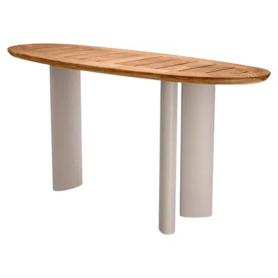 Pre-owned 1stdibs Contemporary Style Natural Teak And Aluminium Outdoor Console Table In Brown