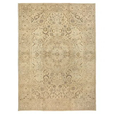 Pre-owned 1stdibs Contemporary Tabriz-style Wool Rug, 8 Ft × 11 Ft , Cream And Beige In White