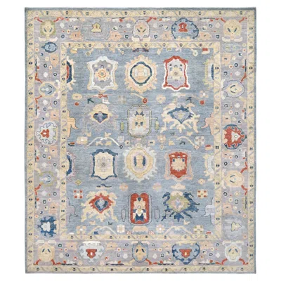 Pre-owned 1stdibs Contemporary Turkish Oushak Rug • Powder Handmade Floral Wool Carpet 8x10 In Gray