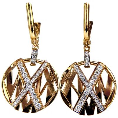 Pre-owned 1stdibs Cosmopolitan Mod X Diamond Dangle Earrings 14 Karat* In Multi