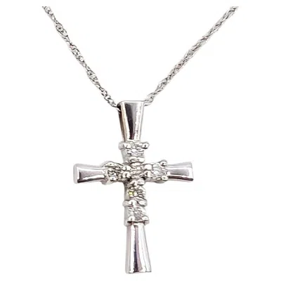 Pre-owned 1stdibs Cross Diamond Necklace In 14k White Gold